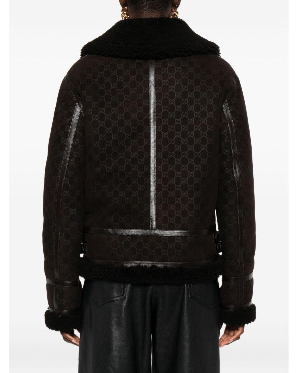 Gucci Black Gg Shearling Jacket