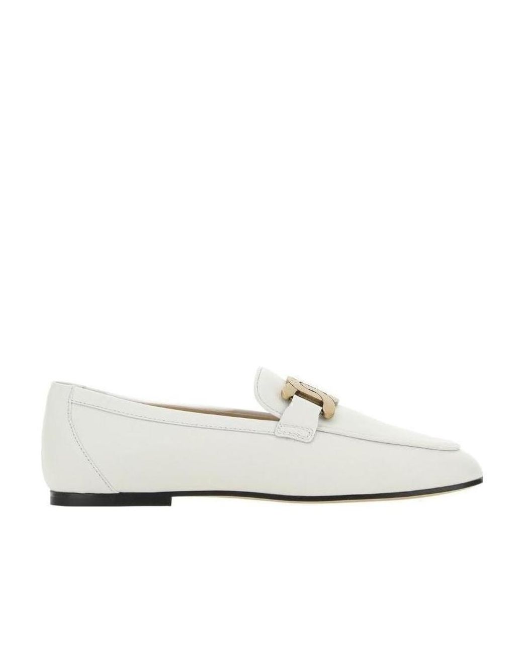 Tod's White Kate Chain Detailed Slip-On Loafers