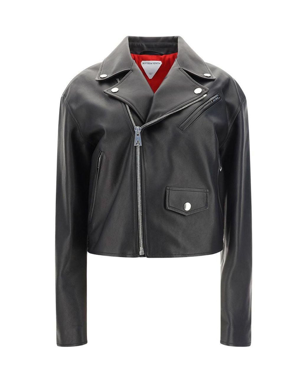 Bottega Veneta Black Logo Locomotive Leather Jacket