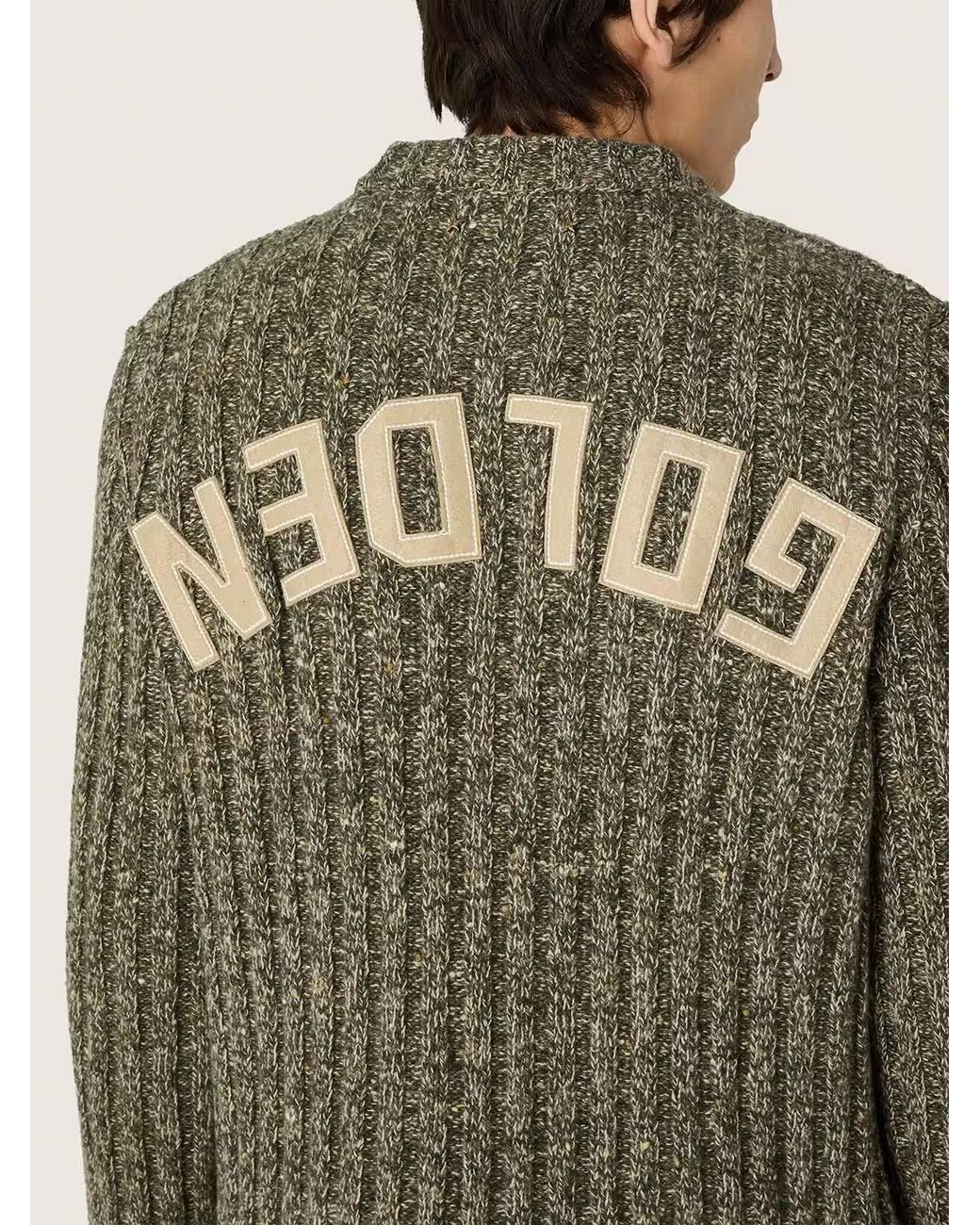 Golden Goose Deluxe Brand Green Logo Detailed Crewneck Knit Jumper for men