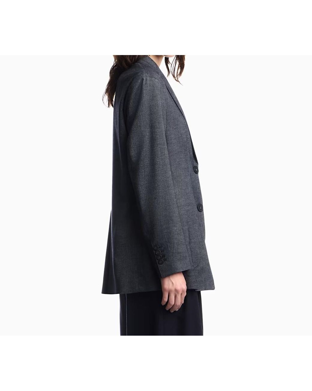 Emporio Armani Blue Wool Blend Blazer With Denim Effect Signature Capsule