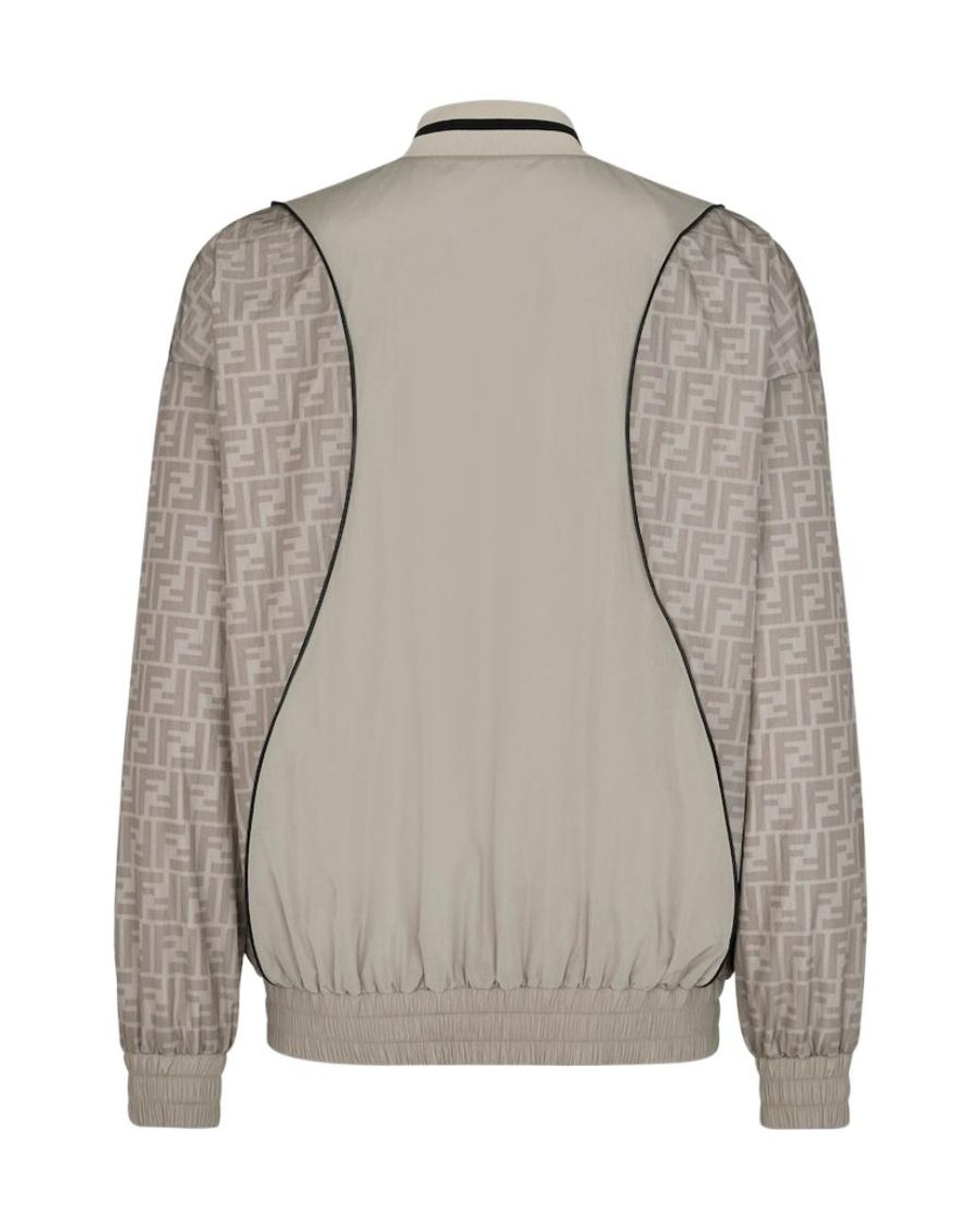Fendi Gray Logo Printed Zip-Up Jacket for men