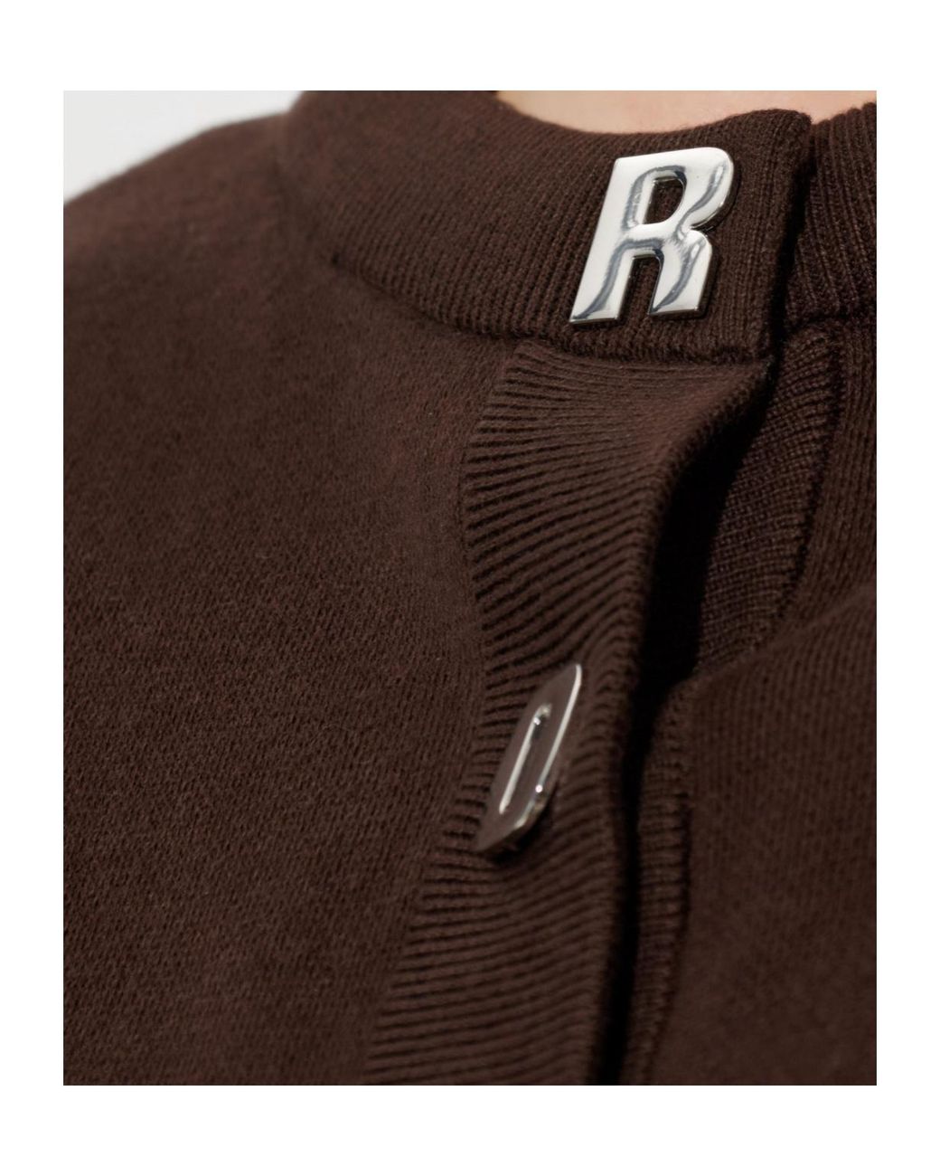 ROTATE BIRGER CHRISTENSEN Brown Logo Button Short-Sleeve Cardigan