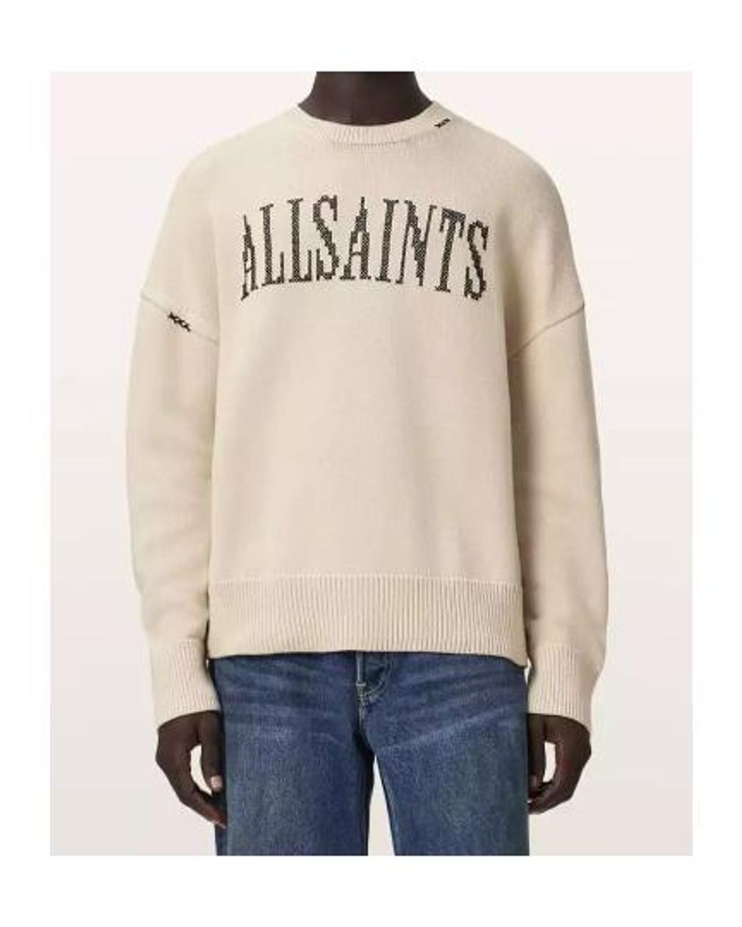 AllSaints Natural Crossed Knit Pullover for men