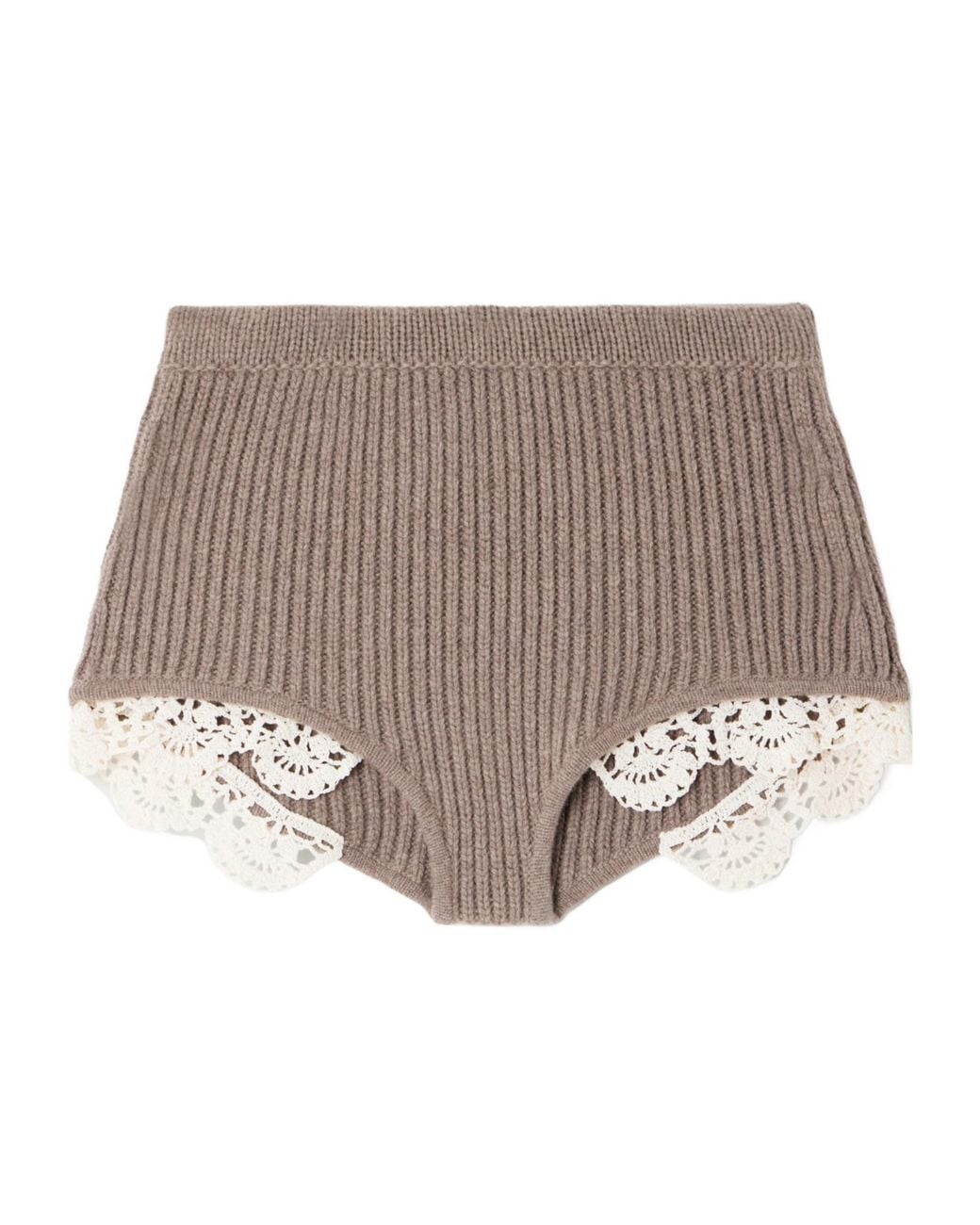 Magda Butrym Brown Lace-Trimmed Shorts