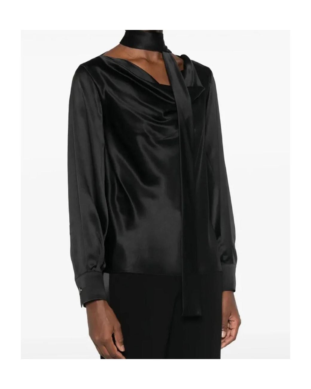 Max Mara Black Draped Blouse