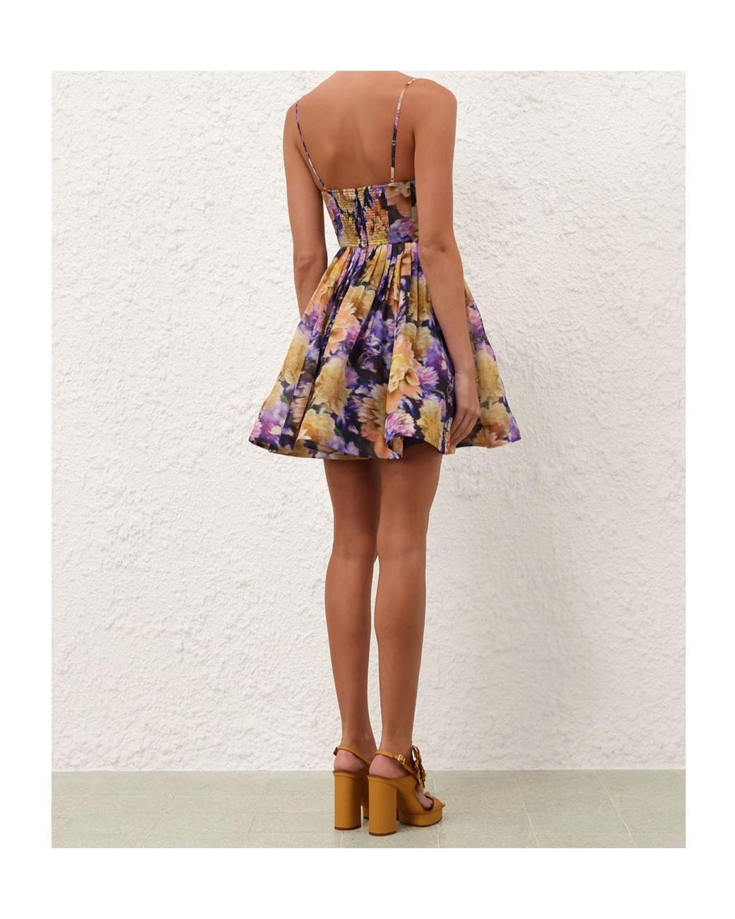 Zimmermann Blue Pleated Floral Mini Dress