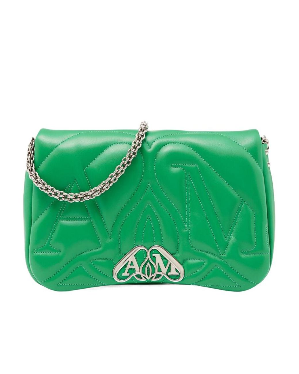 McQueen Green The Seal Quilted Shoulder Bag