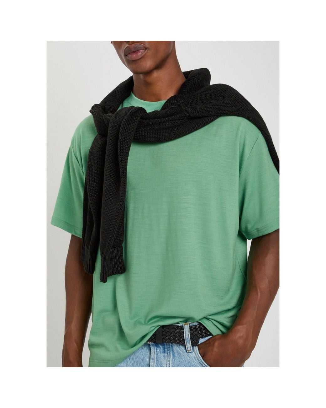 Studio Nicholson Green Wool Oversized-Fit T-Shirt for men