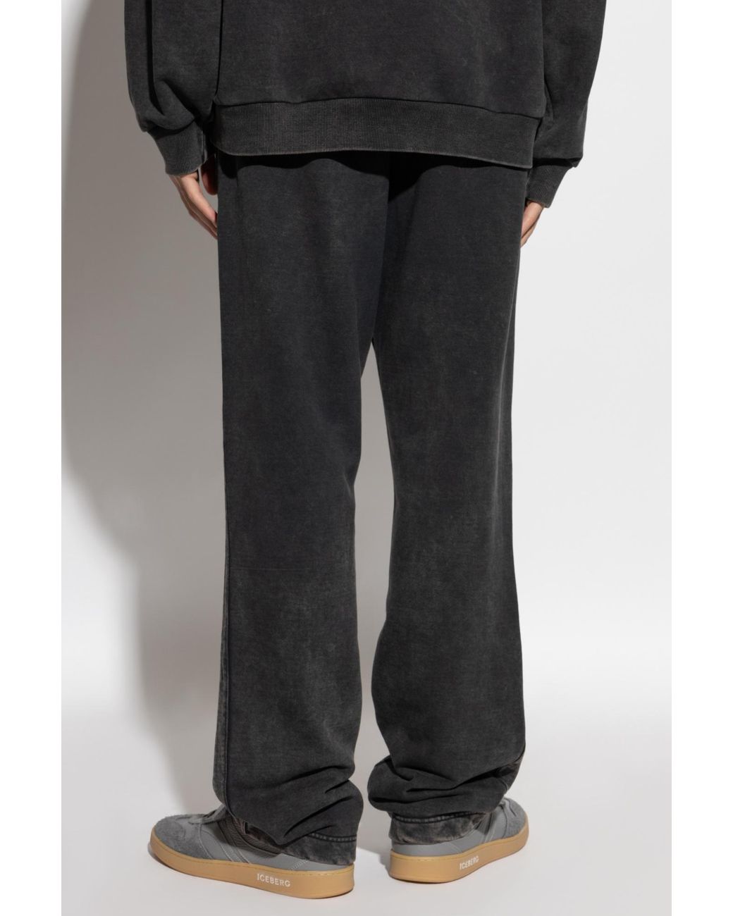 Iceberg Black Drawstring Straight-Leg Sweatpants for men