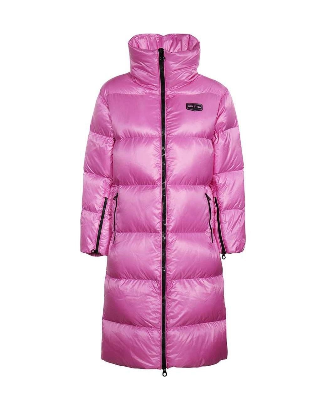 Duvetica Pink Belted Hooded Puffer Coat