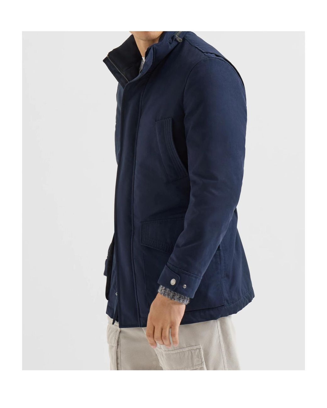 Brunello Cucinelli Blue Water-Resistant Microfiber Parka With Thermore Padding And Packable Hood for men