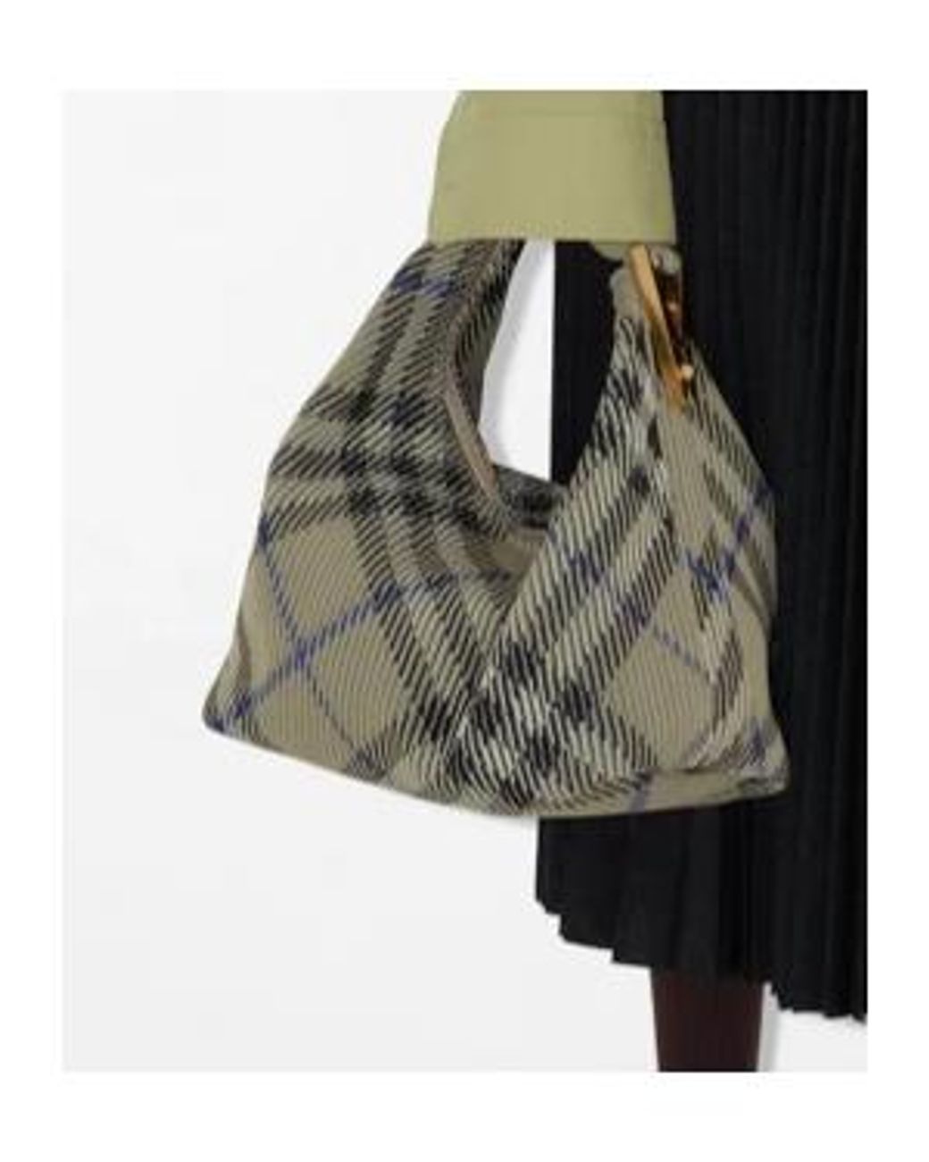 Burberry Gray Checked Zipped Medium Tote Bag