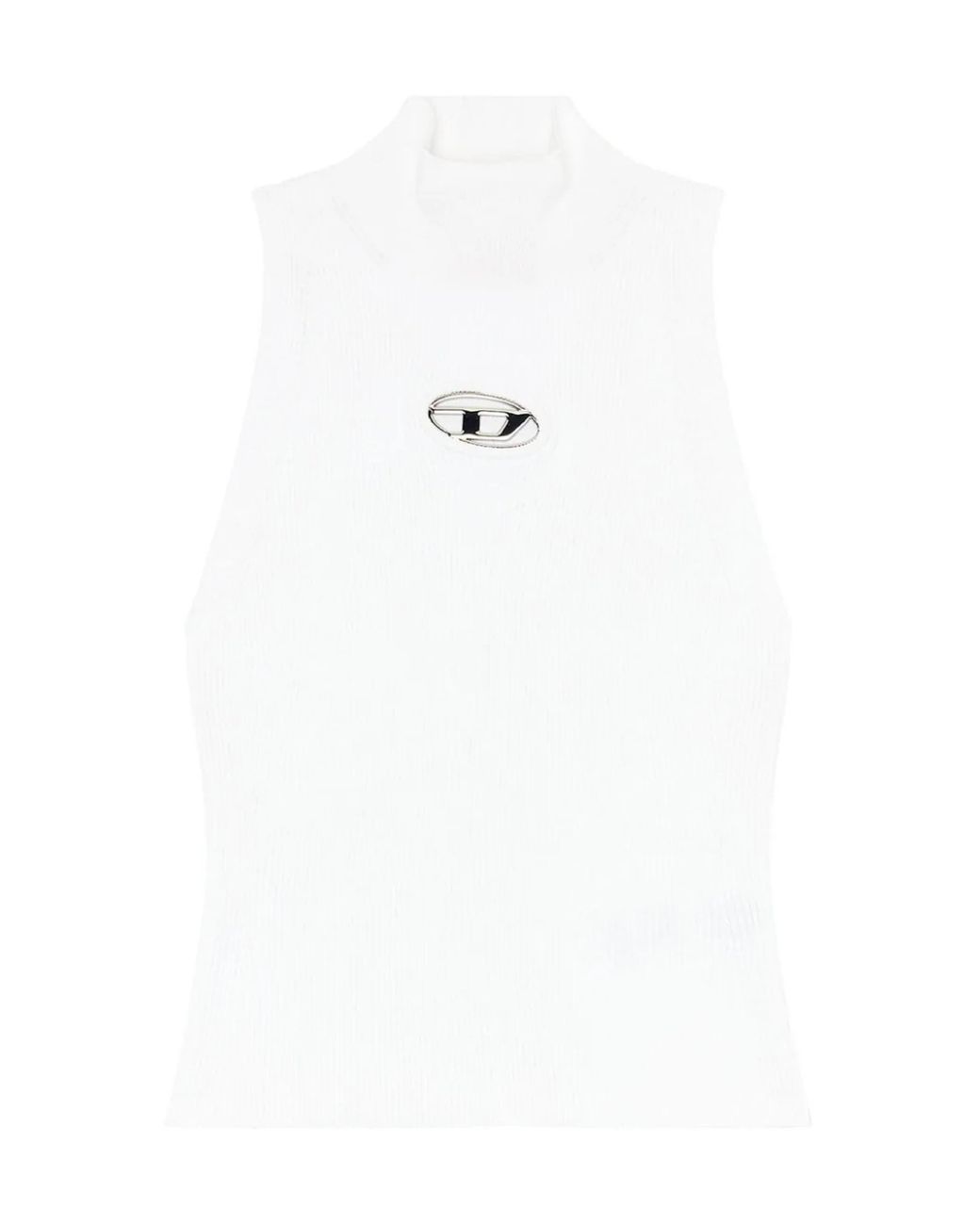 DIESEL White Onervax Ribbed-Knit Turtleneck Top
