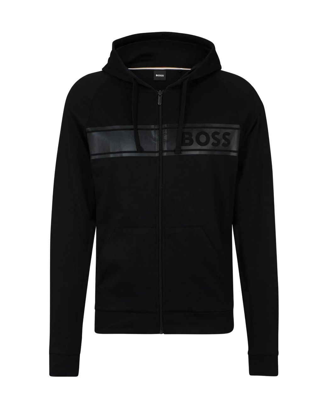 Boss Black Logo-Print Zip-Up Hoodie for men