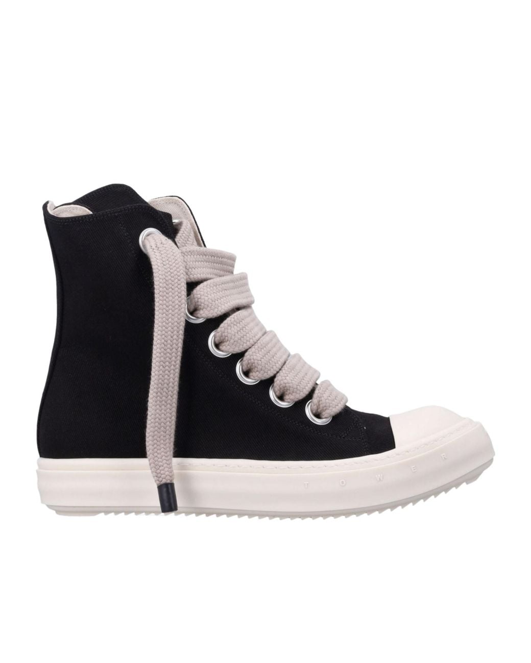 Rick Owens Black Round-Toe High-Top Casual Shoes