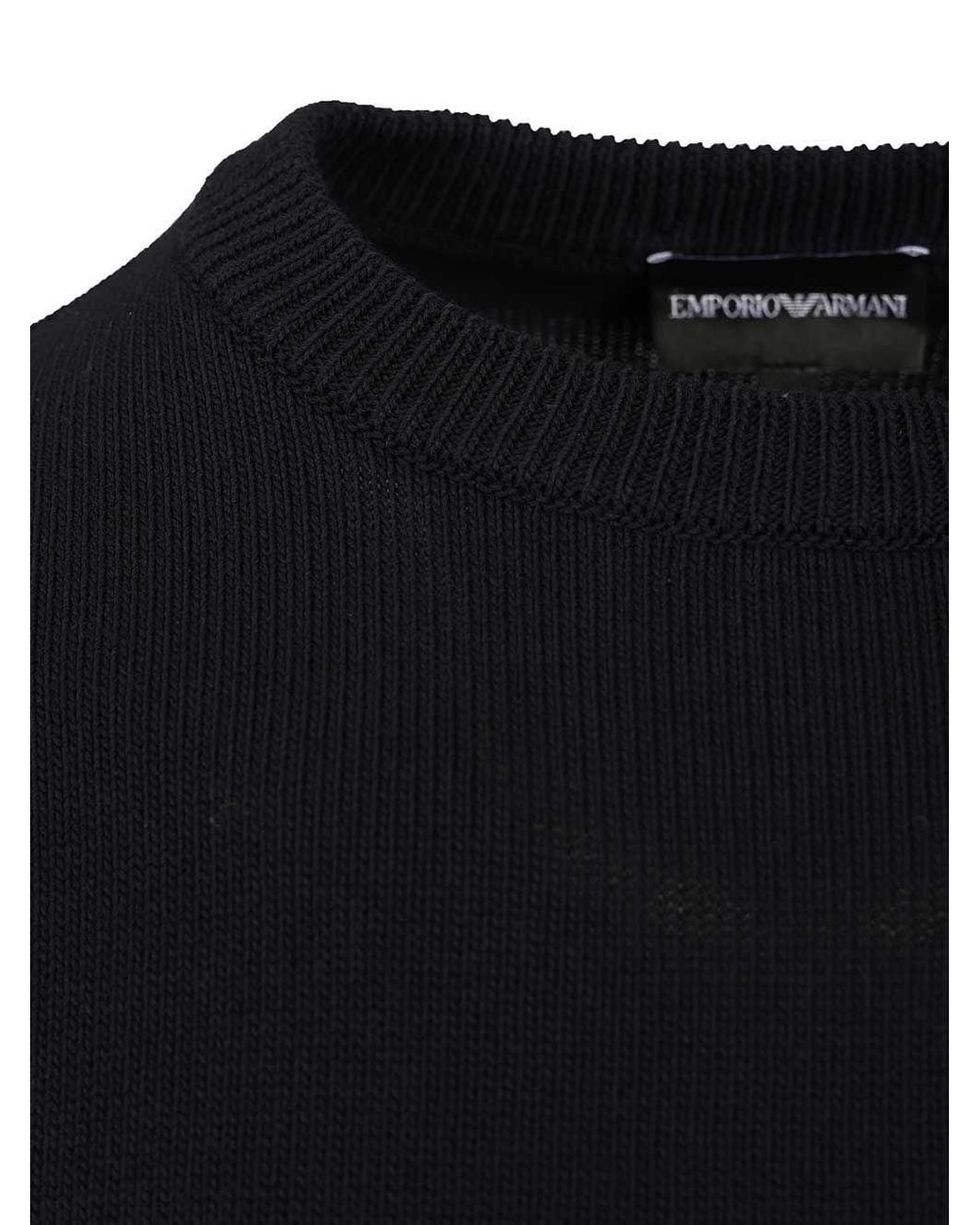 Emporio Armani Blue Logo Crewneck Knitted Jumper for men