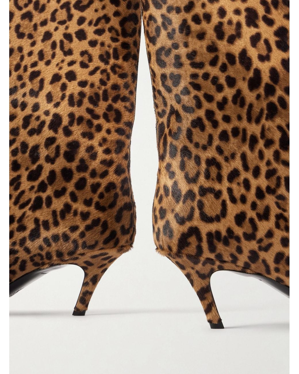 AMINA MUADDI Brown Fiona 60 Leopard-Print Calf Hair Knee Boots
