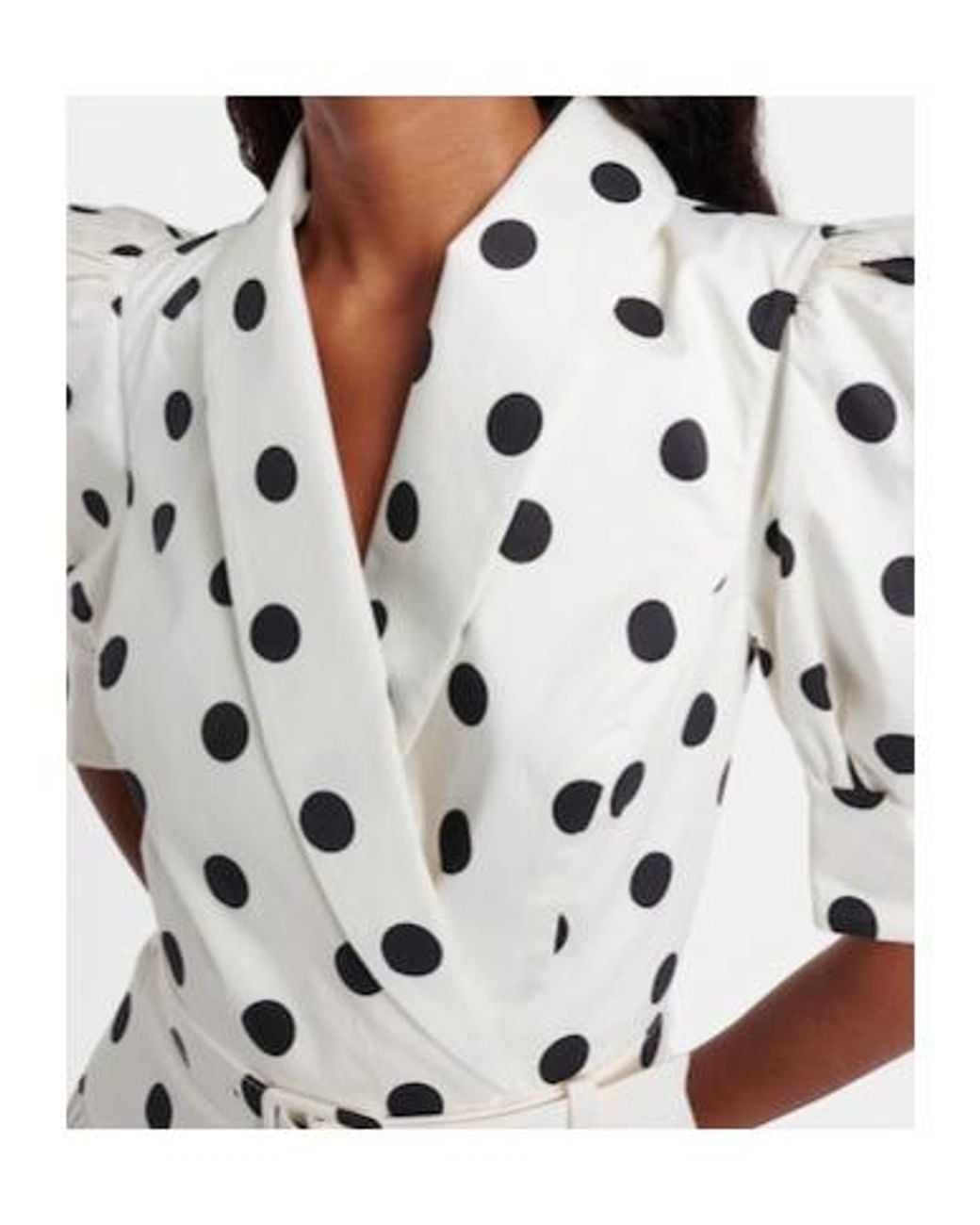 Rebecca Vallance White Maisie Polka-Dot Cotton-Blend Midi Dress