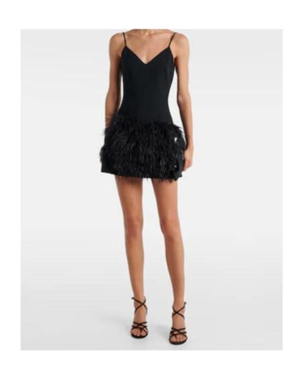 David Koma Black Feather-Trimmed Minidress