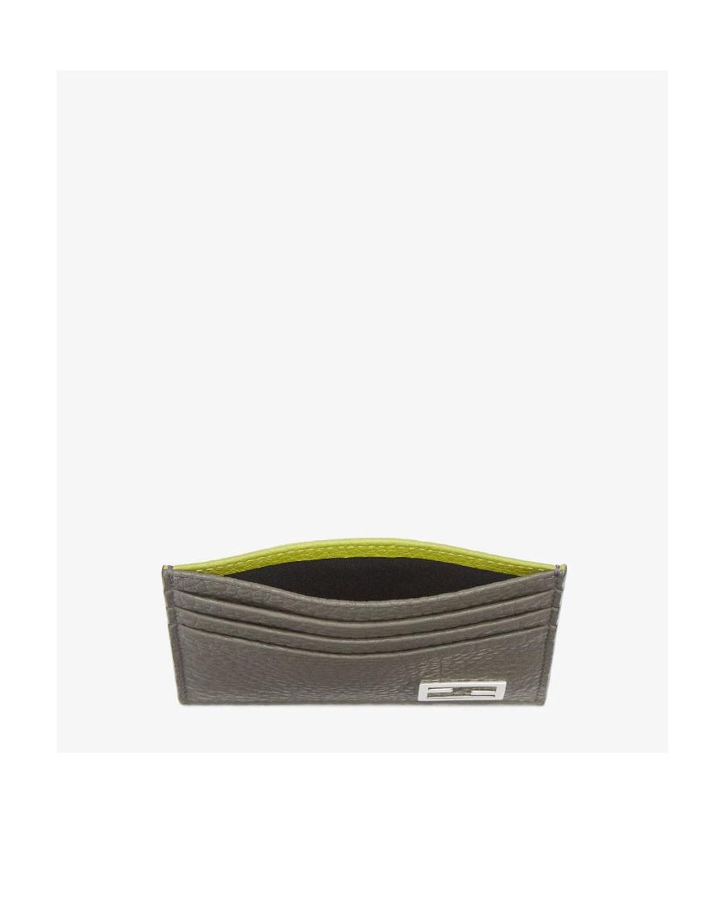 Fendi Gray Leather Card Holder for men