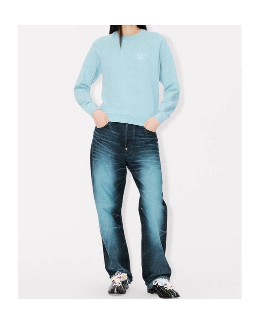KENZO Blue Embroidered Logo Sweatshirt