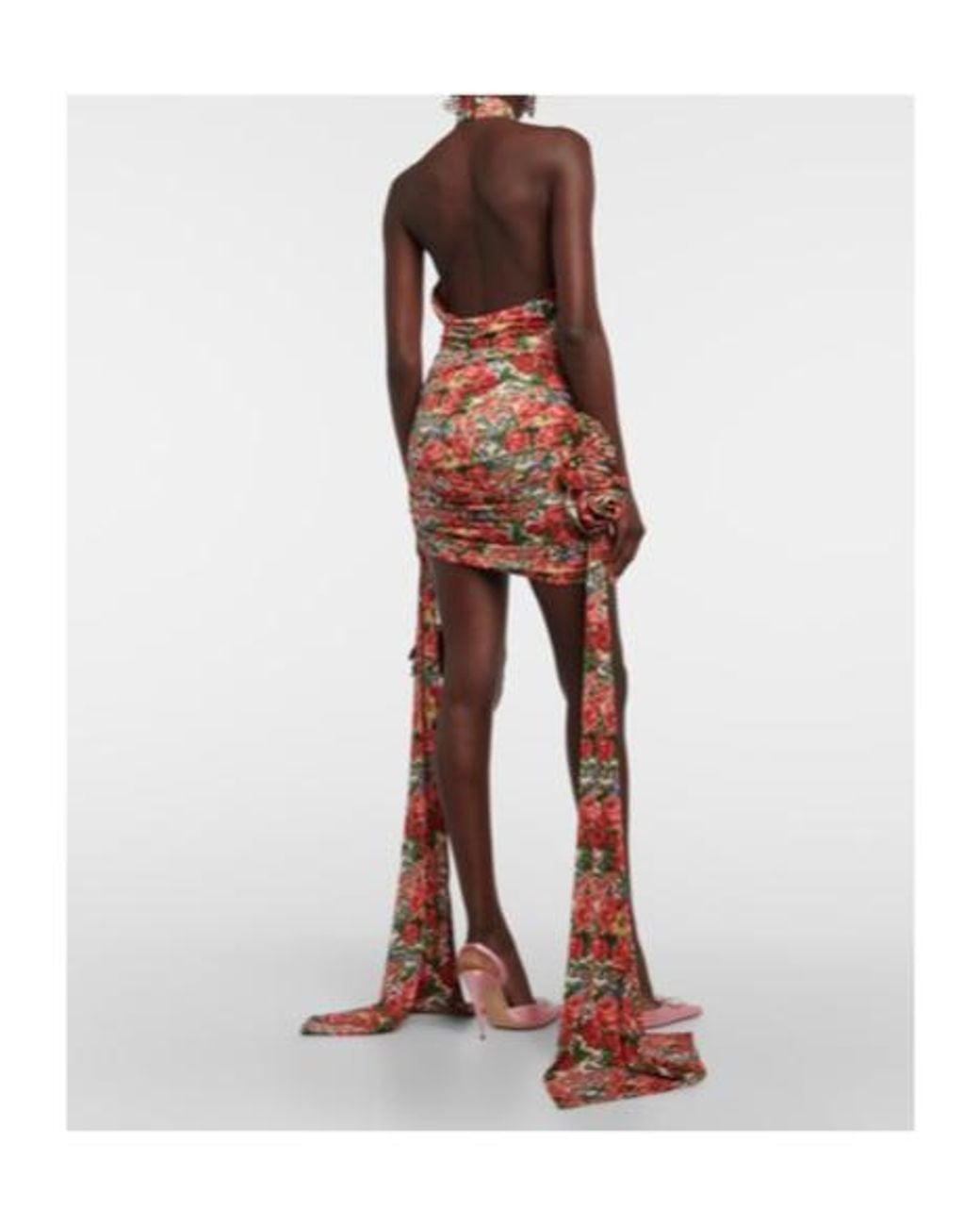 Magda Butrym Orange Floral Draped Miniskirt