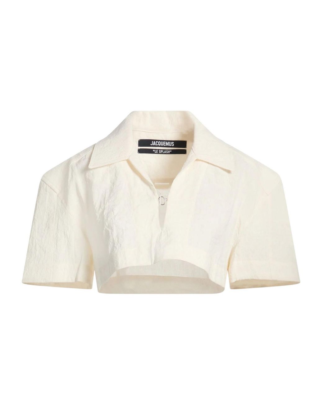 Jacquemus White Solid Cropped Top