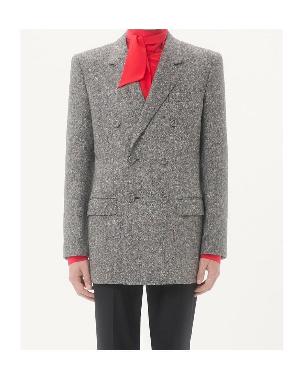 Valentino Gray Double-Breasted Long-Sleeved Blazer for men