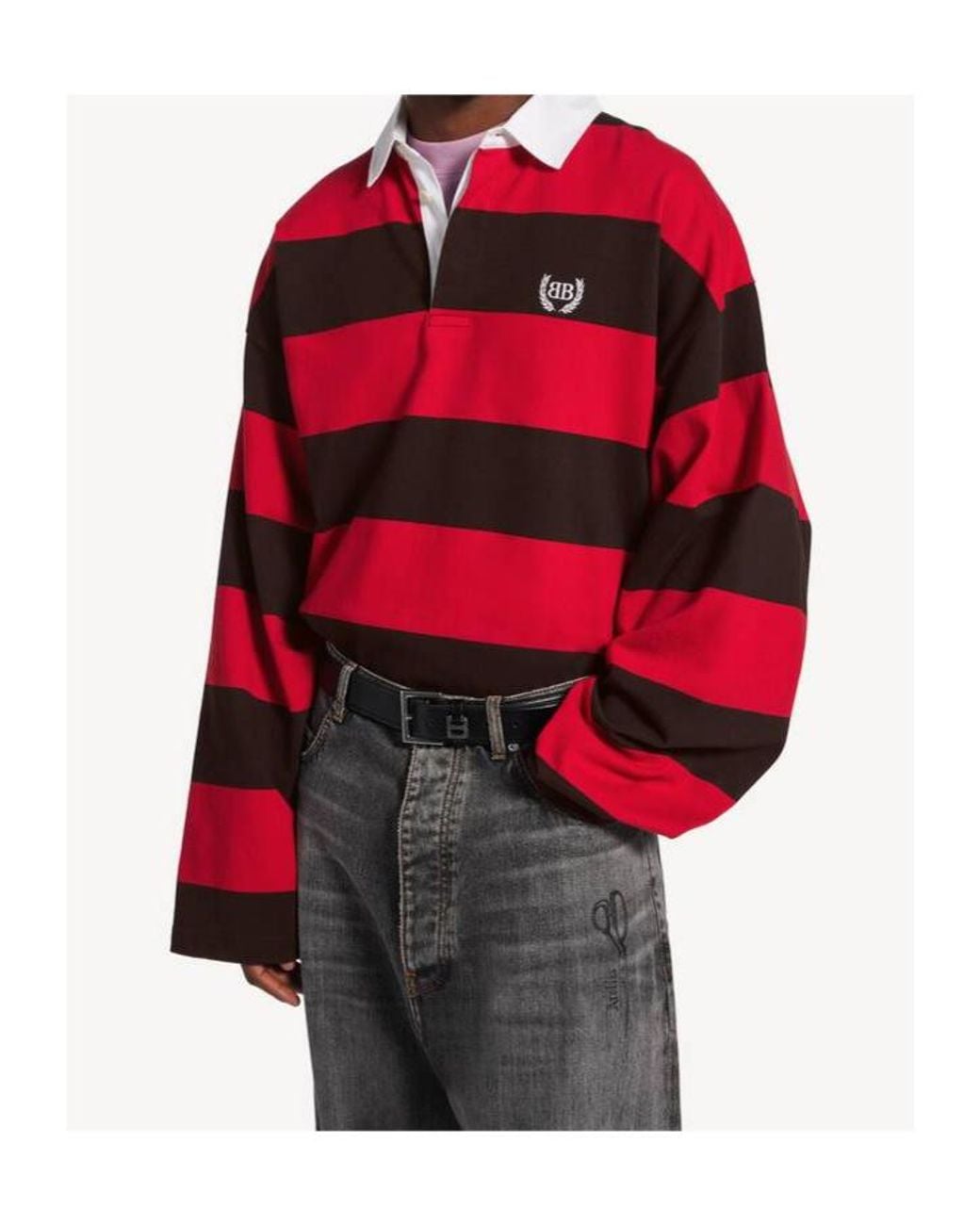 Balenciaga Bb Laurel Embroidered Long-Sleeved Polo Shirt for men