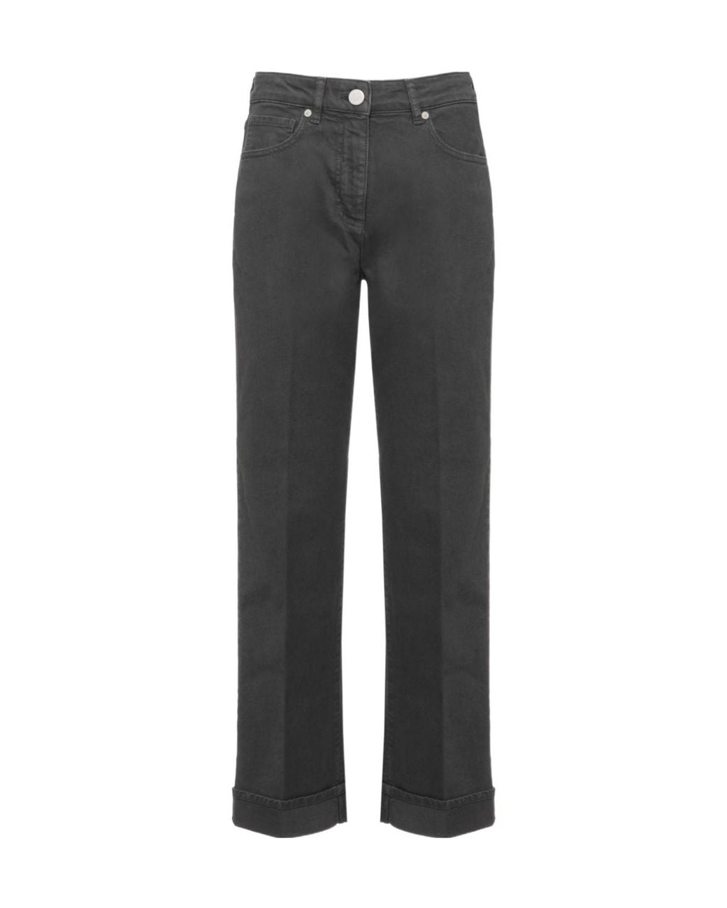 Peserico Gray High-Rise Straight-Leg Jeans