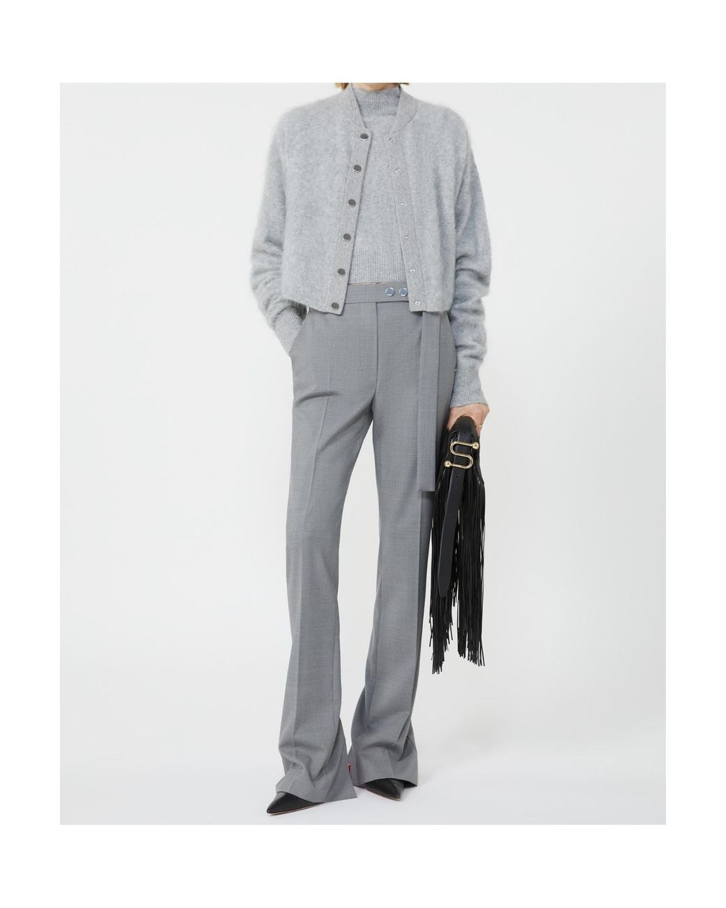 Sportmax Gray Button-Detail Trousers
