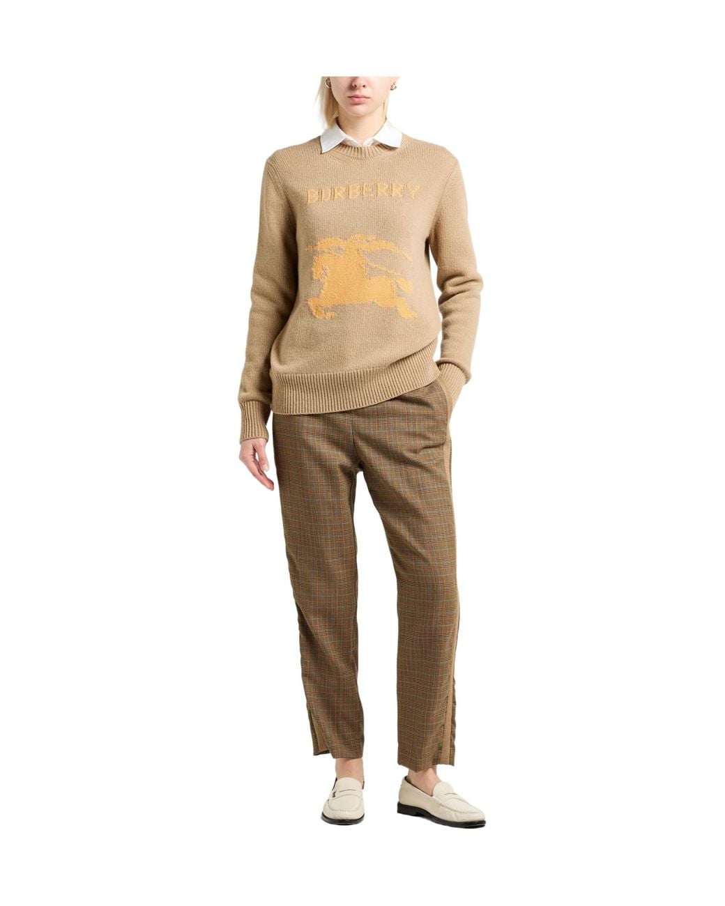Burberry Natural Two-Tone Cashmere Knitwear