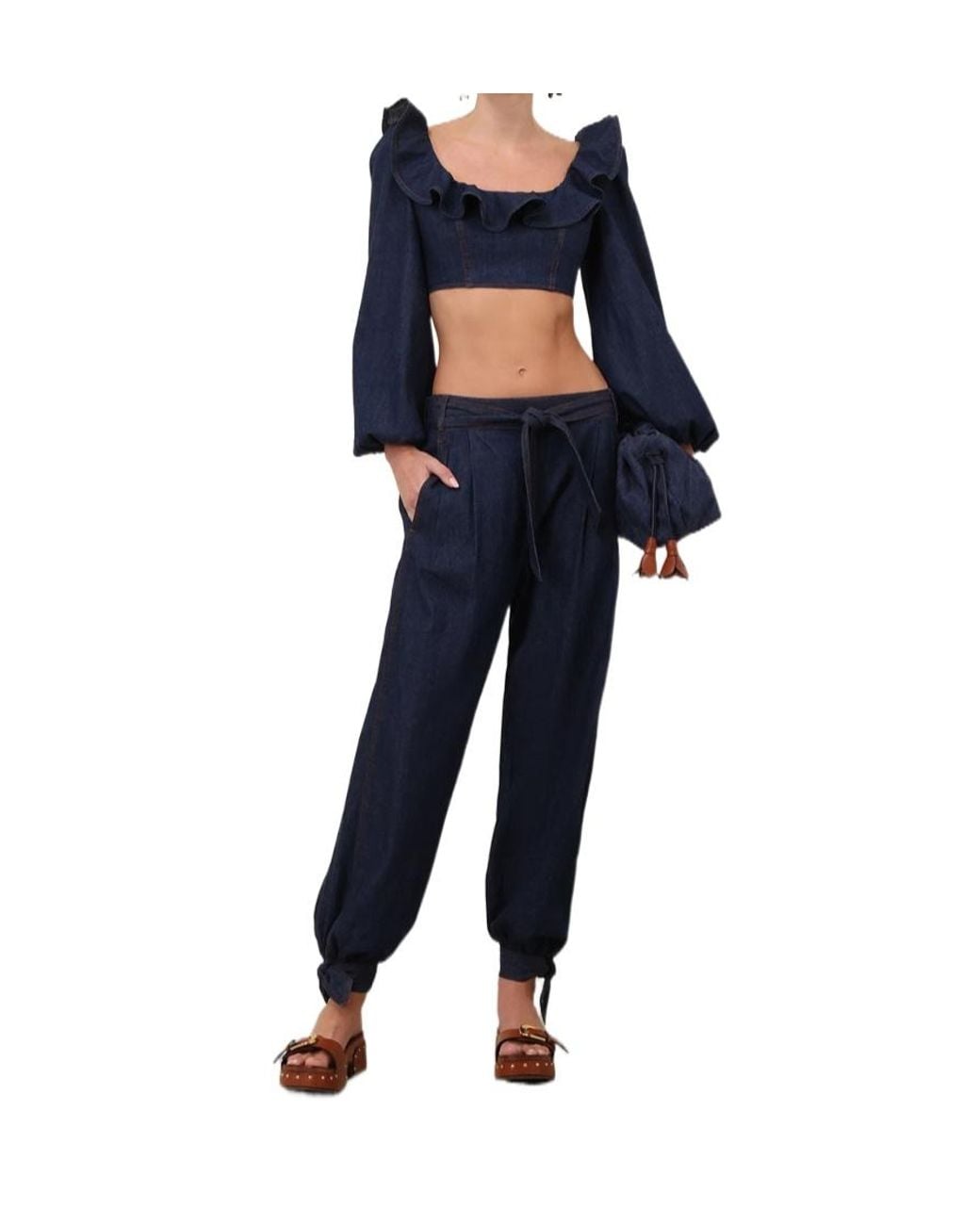 Zimmermann Blue Aster Pleated Jeans
