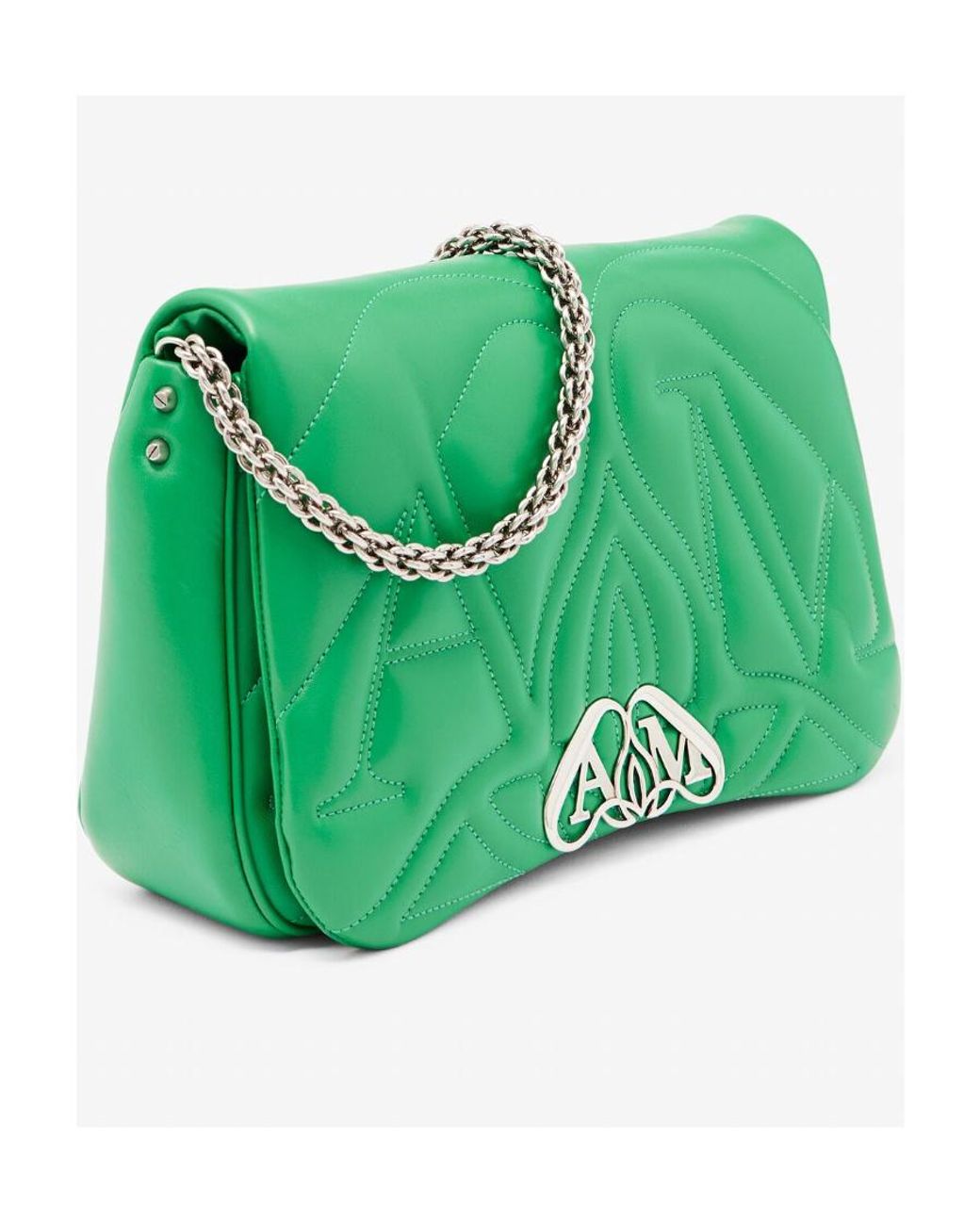 McQueen Green The Seal Quilted Shoulder Bag