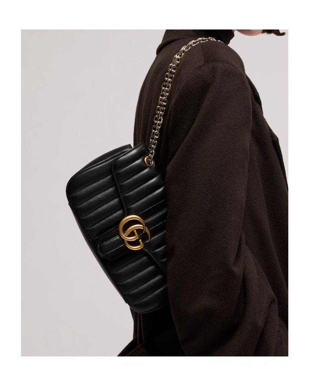 Gucci Black Jetset Gg Marmont Medium Shoulder Bag