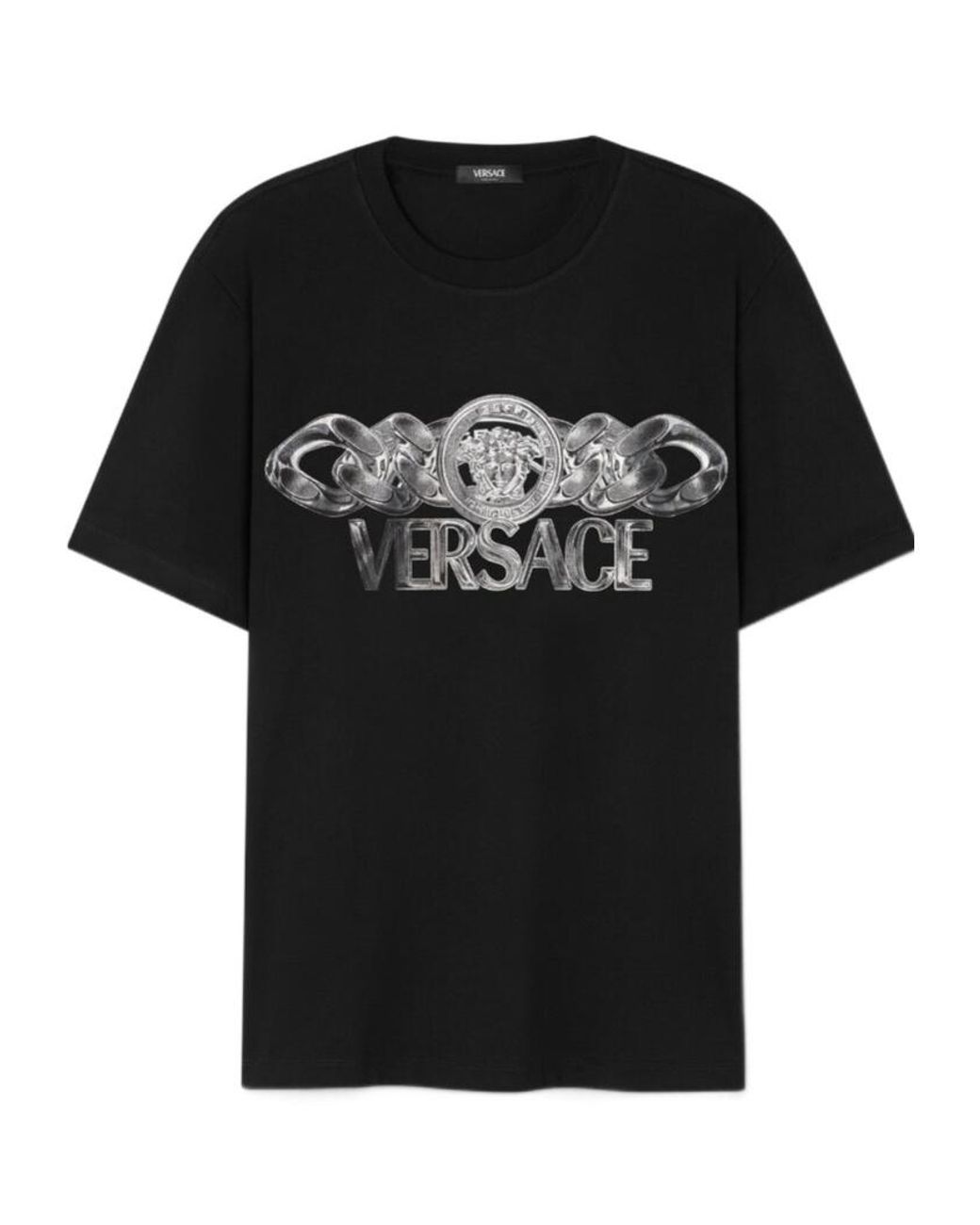 Versace Black T-Shirt With Printed Logo for men