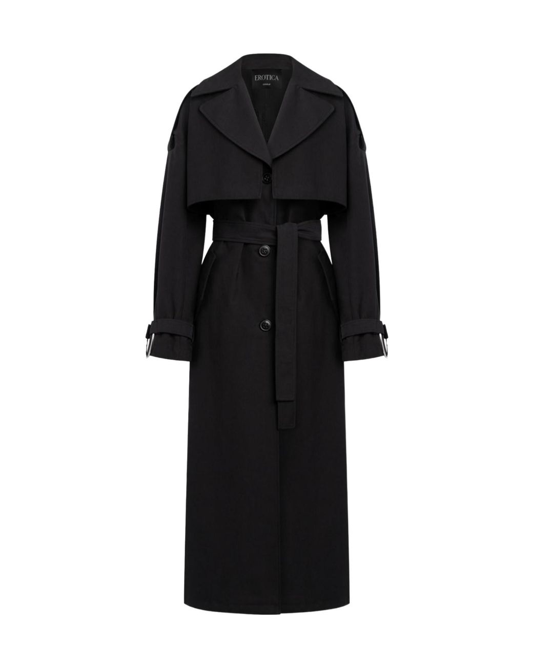 Dondup Black Long-Sleeved Trench Coat