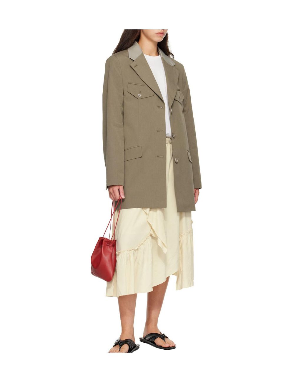 YMC Natural Draped Midi Skirt