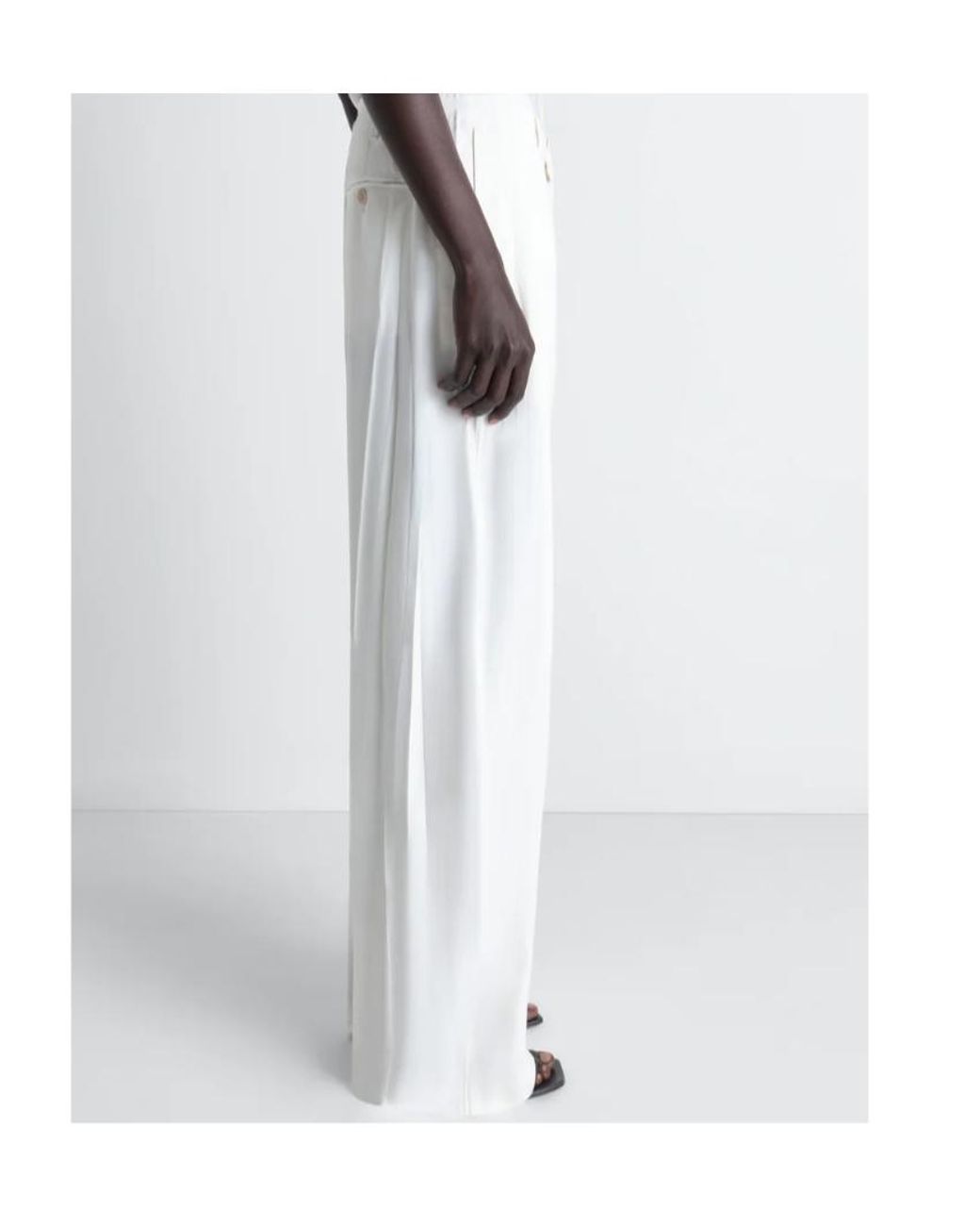 Lemaire White Crinkled Wide-Leg Pants