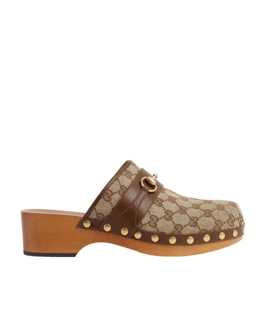 Gucci Brown Gg Pattern Clogs for men