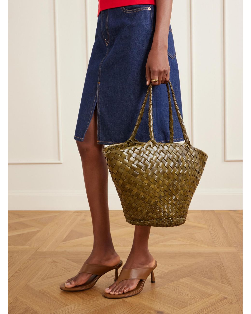 Dragon Diffusion Metallic Woven Leather Tote