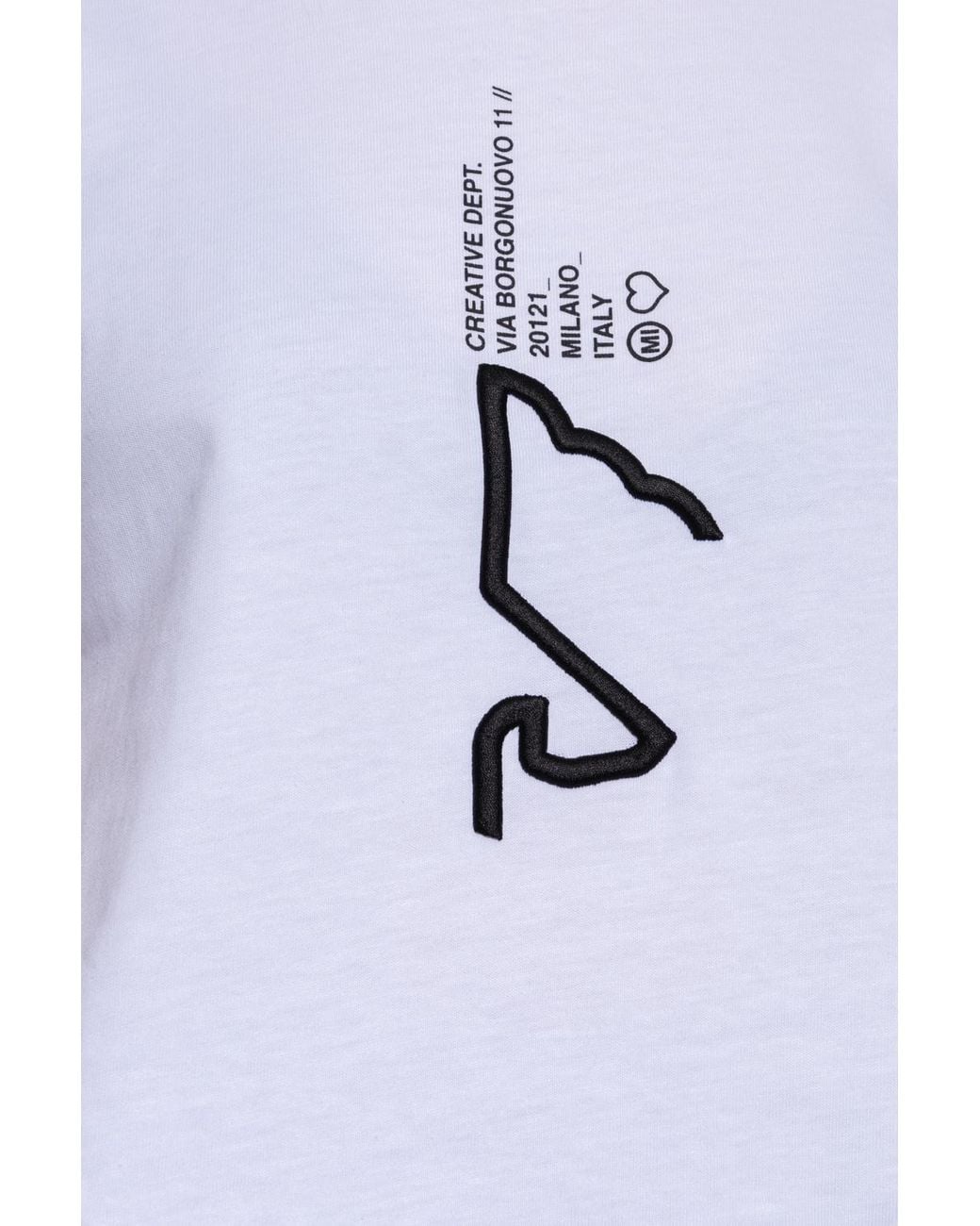 Emporio Armani White Graphic-Embroidery Logo-Print T-Shirt