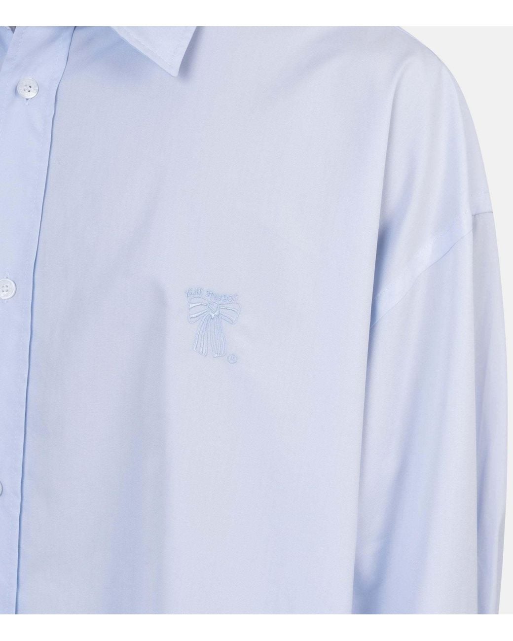 Acne Blue Logo Embroidered Button-Up Shirt for men