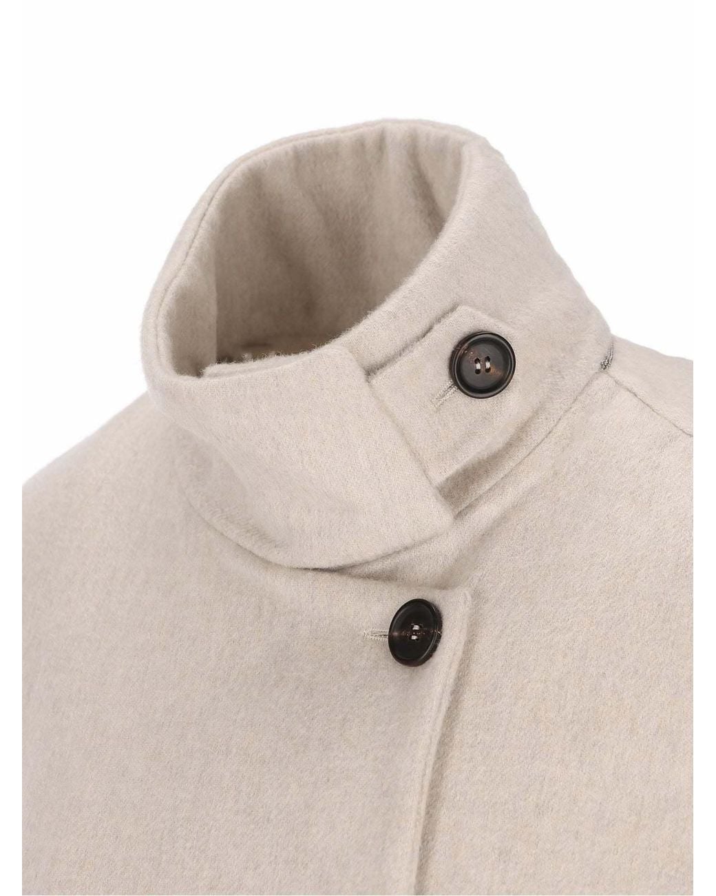 Brunello Cucinelli Natural Single-Breasted Belted Coat