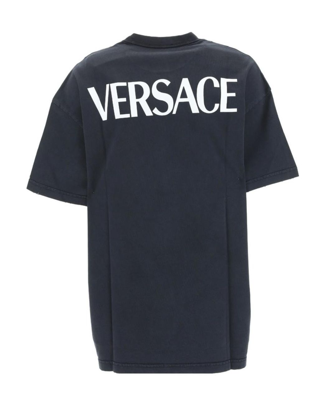 Versace Blue Logo Printed Crewneck T-Shirt