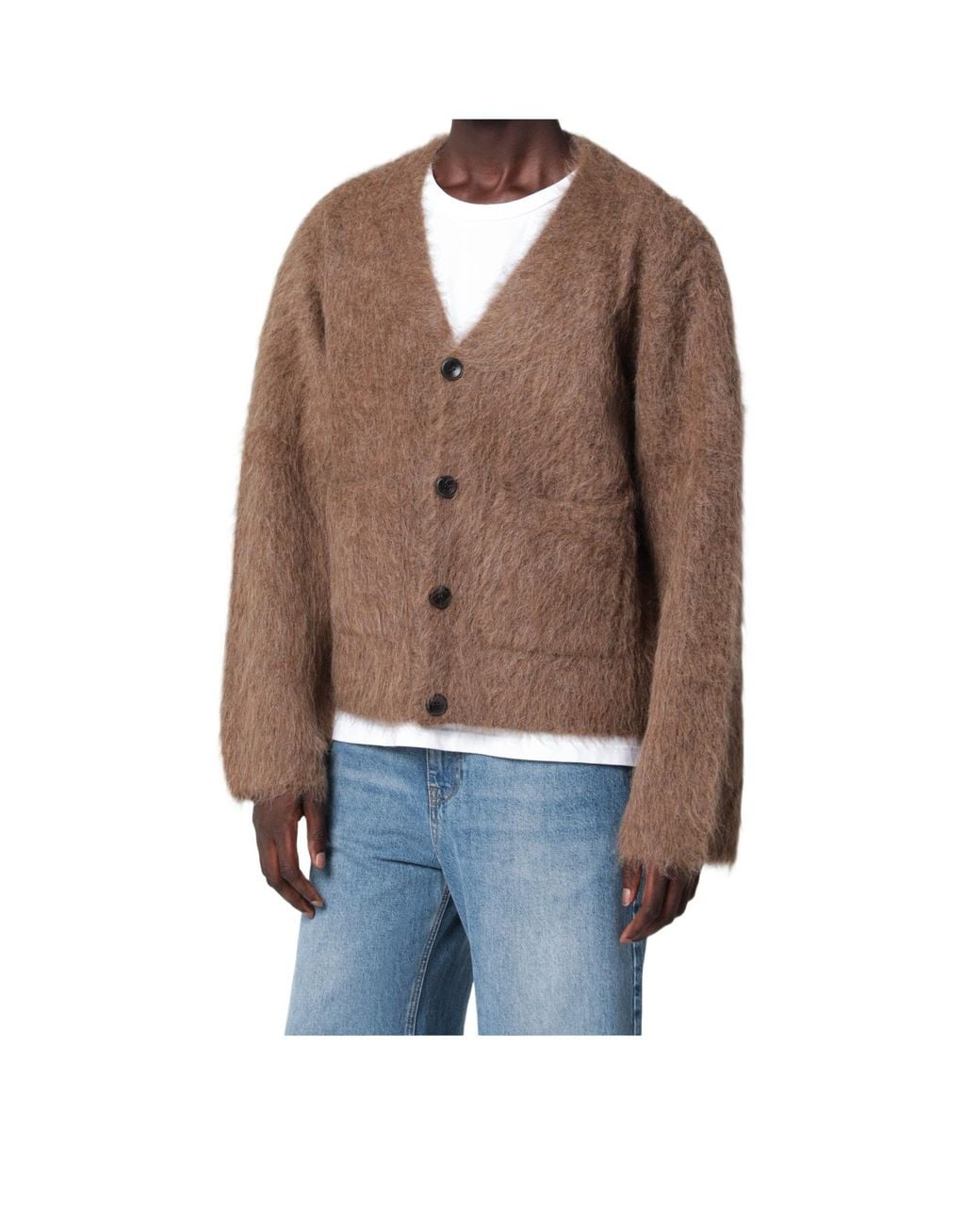 Séfr Brown V-Neck Knit Top for men