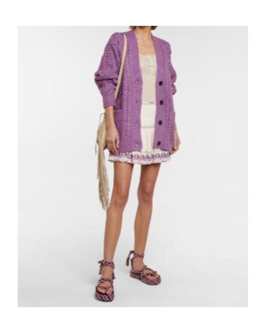 Isabel Marant Natural Tyruss Embroidered Cotton Miniskirt