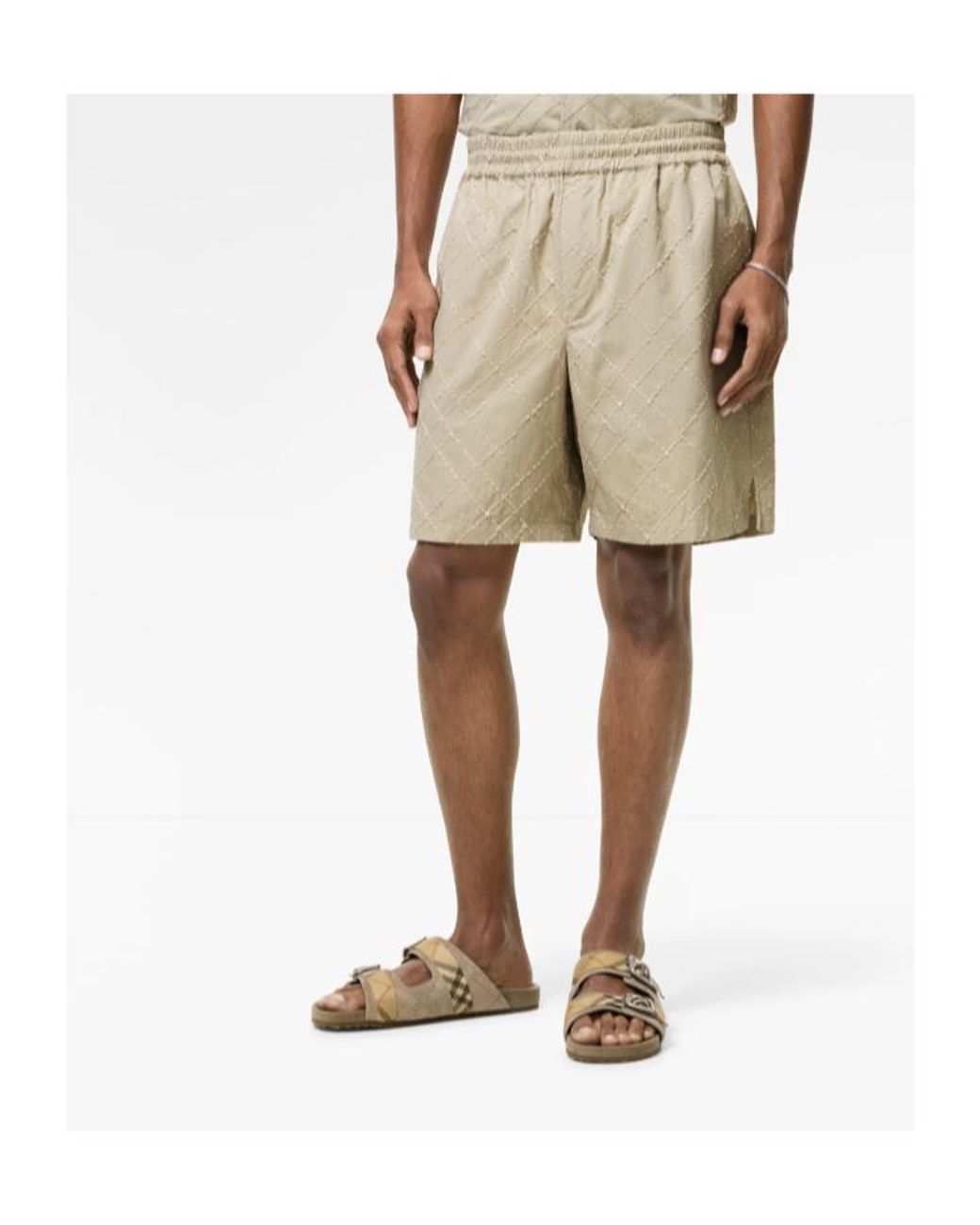 Burberry Natural Check Embroidered Cotton Shorts for men