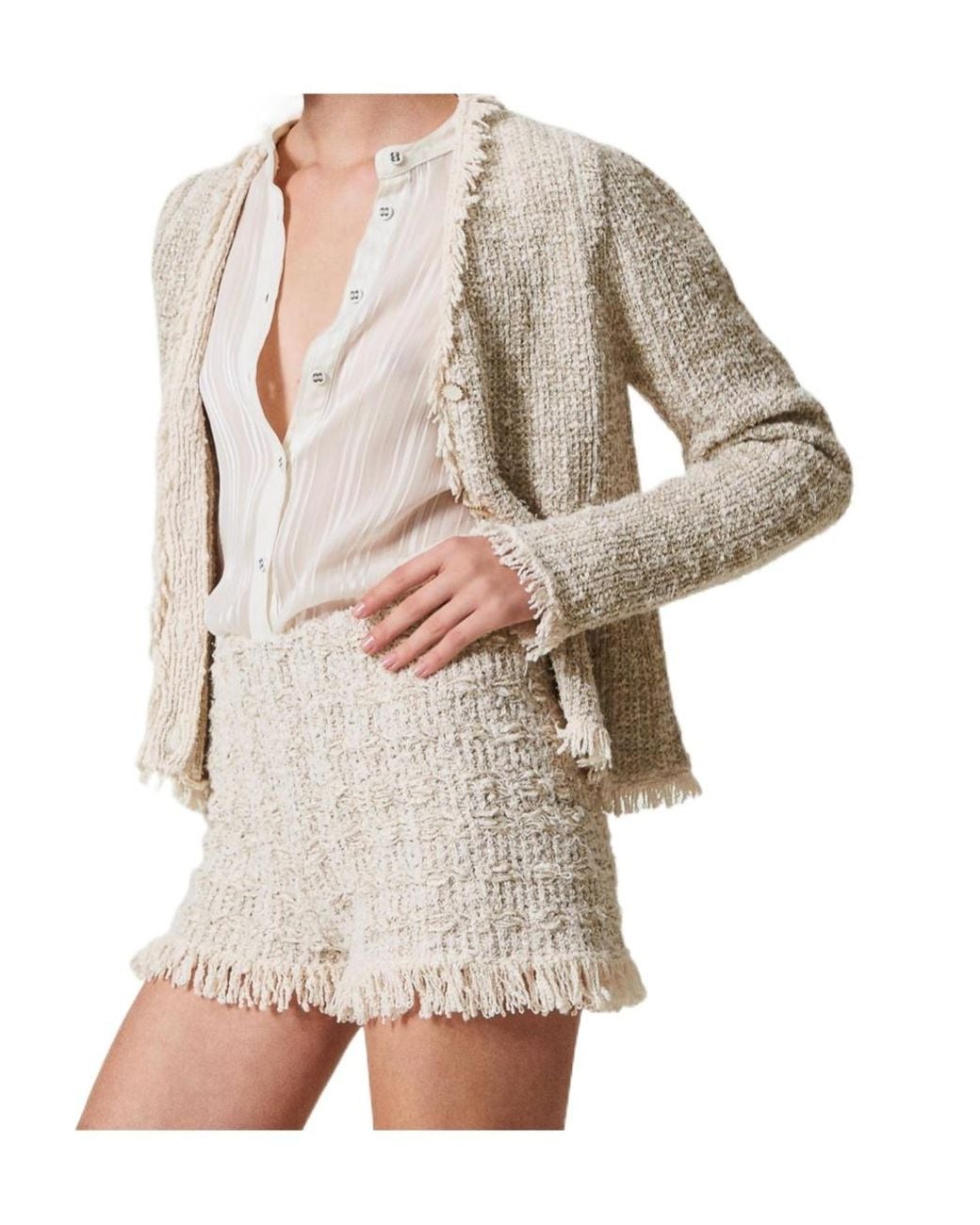 Twinset Natural Lurex Jacquard Shorts